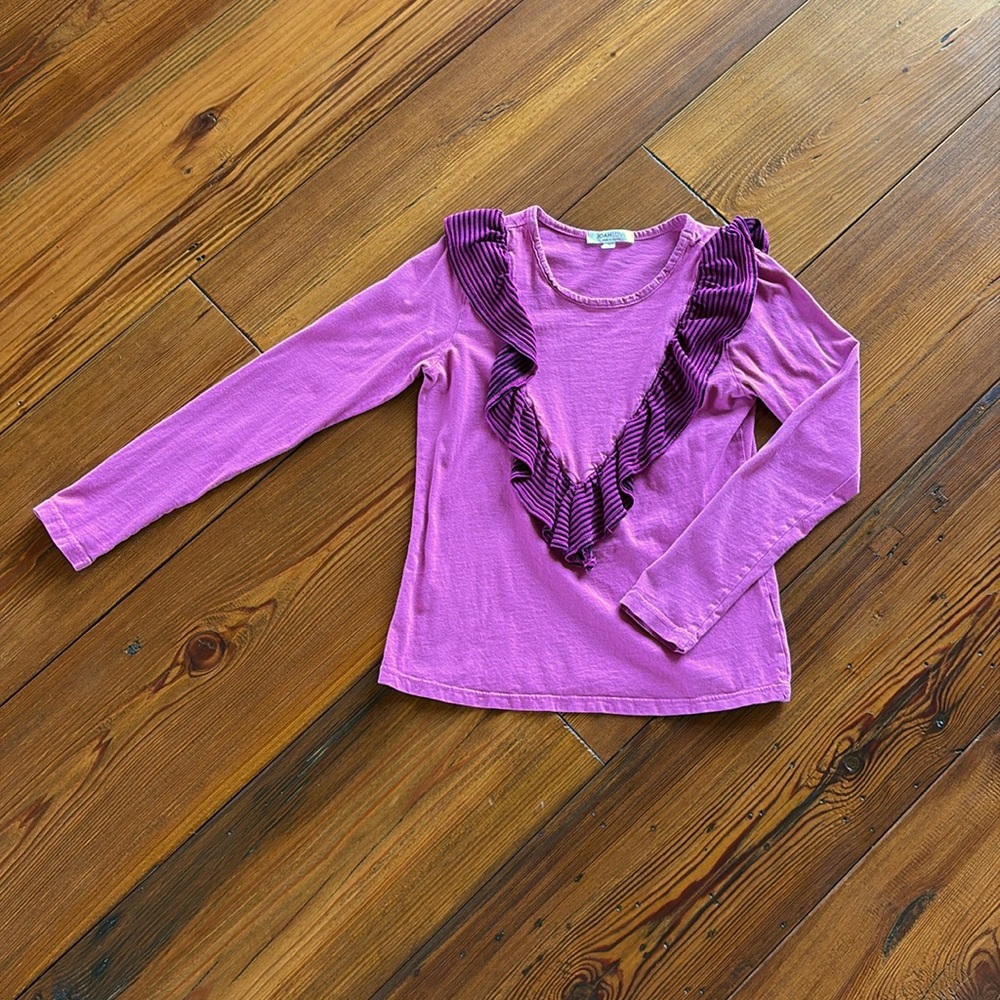 Joah Love Stripe Ruffle Long Sleeve Tee